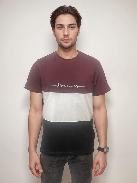 COLOR BLOCK MEN'S OUTFITS CREW NECK TEE
