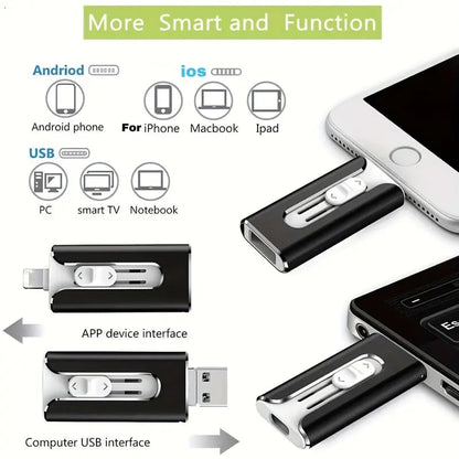 32~256GB Micro USB + 8 Pin + USB 3.0 3 in 1 Mobile Phone Computer U-Disk