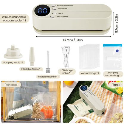 3-in-1 Cordless Mini Vacuum Sealer – Keep Your Food Fresh & More!