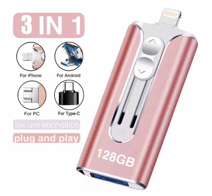 32~256GB Micro USB + 8 Pin + USB 3.0 3 in 1 Mobile Phone Computer U-Disk